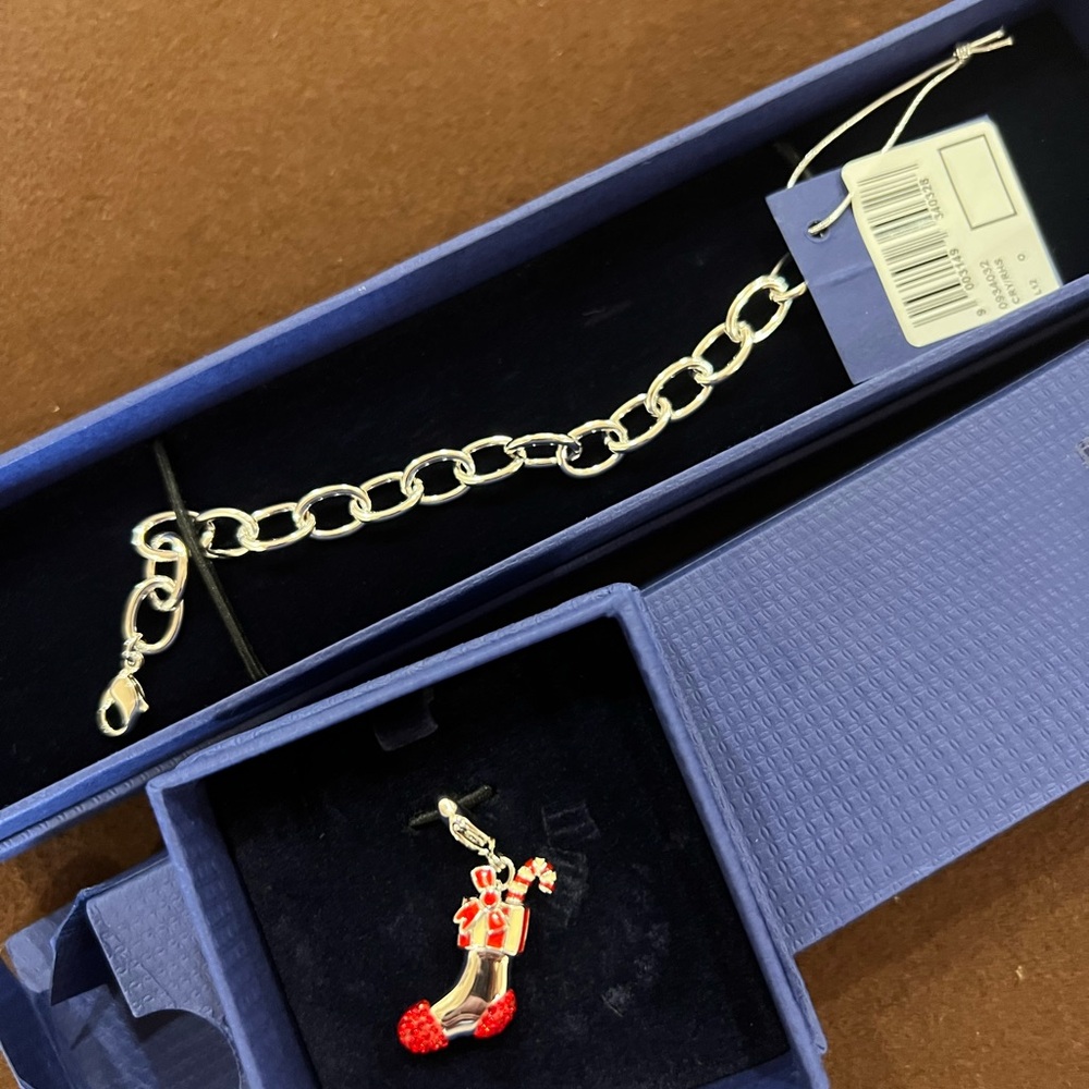 Swarovski Silver Bracelet with Red Charm